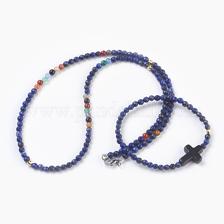 Colliers et bracelets en lapis-lazuli naturel et agate SJEW-JS00993-1