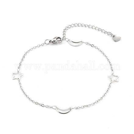 304 Stainless Steel Cable Chain Anklets X-AJEW-H104-05P-1
