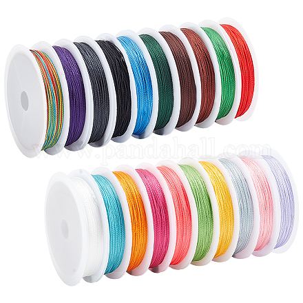 PandaHall Elite 20 Rolls 20 Colors Polyester Round Thread OCOR-PH0002-64B-1