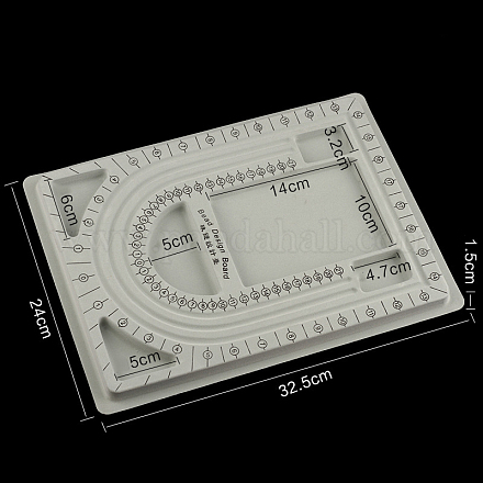 Peと植毛ビーズデザインボード  ネックレスデザインボード  目盛り付き測定  DIYビーズジュエリー作りトレイ  長方形  グレー  32.5x24x1.5cm CON-PW0001-169B-1