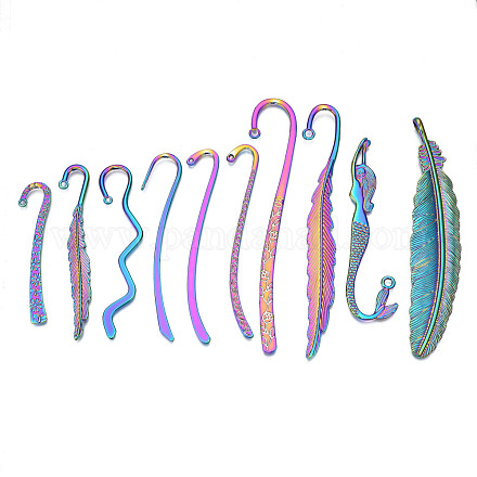 10pcs 10 accessoires de signet en alliage de couleur arc-en-ciel de style avec trou PALLOY-N163-201-NR-1