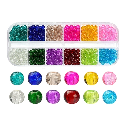 540 pièces 12 couleurs brins de perles de verre craquelées peintes à la bombe CCG-YW0001-08-1