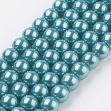Eco-Friendly Dyed Glass Pearl Round Beads Strands HY-A002-10mm-RB073N-1