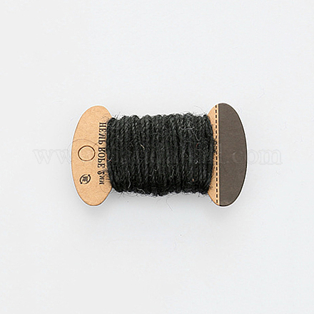 ジュートコード  ジュートストリング  ジュートより糸  3プライ  ジュエリー作りのための  ブラック  2mm  約10.93ヤード（10m）/ボード X-OCOR-WH0016-06F-1