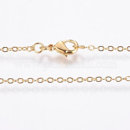 Eco-Friendly Rack Plating Brass Chain Necklaces MAK-G002-09G-FF-1