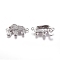 Brass Micro Pave Cubic Zirconia Links connectors, Elephant, Clear & Orange, Platinum, 13x24.5x4.5mm, Hole: 1.5mm