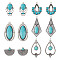 12Pcs 6 Styles Retro Alloy Pendants, with Synthetic Turquoise and Resin Imitation Turquoise, Mixed Shapes, Antique Silver, 25~57x23~30x2.5~8mm, Hole: 2~3mm, about 2pcs/style