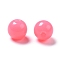 Fluorescent Acrylic Beads, Round, Hot Pink, 6mm, Hole: 1.5mm, about 3850pcs/500g