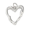 Brass Pendants, Cadmium Free & Lead Free, Concave and Convex Heart, with Jump Ring, Platinum, 17x15x3.5mm, Hole: 3mm