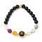 12 Zodiac Sign Natural Black Obsidian Round Beads Stretch Bracelets for Men Women, iwth Blue sandstone & Glass, Scorpio, Inner Diameter: 2-3/8 inch(6cm)