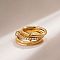 Brass Micro Pave Cubic Zirconia Finger Rings, Golden, US Size 7(17.3mm)