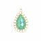 Natural Strawberry Quartz Pendants, Teardrop Pendants, with Golden Brass Findings & Cubic Zirconia, Faceted, 25x17x5mm