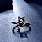 Alloy Open Cuff Rings for Women, Cat Shape, Gunmetal, Inner Diameter: 16~19mm