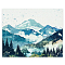GOMAKERER 1Pc Watercolor Mountains Wall Art Print, Abstract Oriental Nature Landscape Poster Nature Foggy Forest Poster Unframed Modern Art Decorative for Kitchen Bedroom Home Office, 13.78x11.02 Inch