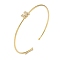 Rack Plating Brass Micro Pave Clear Cubic Zirconia Letter Open Cuff Bangles, Torque Bangles for Women, Real 18K Gold Plated, Lead Free & Cadmium Free, Letter M, Inner Diameter: 1-7/8x2-1/4 inch(4.8x5.8cm)