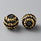 Resin Rhinestone Beads, Round with Stripe Pattern, for DIY Jewelry Making, Beadable Pens and Crafts, Aurum, 20x17.5mm, Hole: 2.7mm
