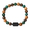 12 Constellations Natural Tiger Eye & Picture Jasper & Agate & Black Onyx Round Beaded Stretch Bracelets for Men Women, Column, Gemini, 7-1/2 inch(19cm)