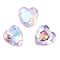 Glass Rhinestone Cabochons, Pointed Back & Back Plated, Faceted, Heart, Vitrail Light, 10x10x5mm