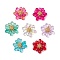 7Pcs Teardrop Transparent Glass Pendants, Flower, with Glass Pearl Round Bead & Seed Beads & 304 Stainless Steel Open Jump Rings, Mixed Color, 24x27x9mm, Hole: 2.5mm, 7pcs/set