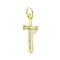Brass Micro Pave Cubic Zirconia Pendants, Sword Charms, with Jump Ring, Long-Lasting Plated, Lead Free & Cadmium Free, Rack Plating, Real 18K Gold Plated, 19x7.5x2mm