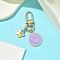 Alloy Enamel Pendant Decorations, with Alloy Swivel Clasps, Smiling Face & Flower, Medium Purple, 57mm