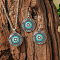 Bohemia Alloy & Acrylic Pendant Necklaces & Dangle Earrings Sets, Antique Silver, Flat Round, 390~450mm