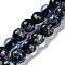 Handmade Dichroic Foil Glass Beads Strands, Round, Dark Blue, 10mm, Hole: 1.5mm, about 40pcs/strand, 15.28''(38.8cm)