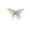 Glass Finger Rings, Butterfly, Dark Sea Green, Butterfly: 37x54mm 37x54mm, Inner Diameter: 17mm