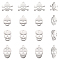 16Pcs 4 Styles 201 & 304 Stainless Steel Charms, Skull, Stainless Steel Color, 12~18x10~15x0.8~1mm, Hole: 1~1.5mm, 4pcs/style
