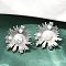 Brass ABS Imitation Pearl Stud Earrings, Long-Lasting Plated, Cadmium Free & Lead Free, Rack Plating, Flower, Platinum, 24x24.5mm