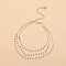 Alloy Rhinestone Cup Chain & Ball Chain Multi-strand Anklets, Silver, 7-1/2 inch(190mm)