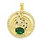 Brass Micro Pave Cubic Zirconia Pendants, with Enamel, Ring with Leopard Charms, Real 18K Gold Plated, 27.5x24.5x4mm, Hole: 4x3.5mm