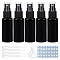 DIY Cosmetics Container Kits, with Plastic Spray Bottles & Funnel Hopper & Dropper, Label Paster, Black, 115x32mm, Capacity: 50ml, 20pcs/set