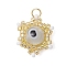 Beaded Star Eye Charms, Loom Pattern Glass Seed Beads Pendants, with Lampwork, Jump Rings, White, 17.5x15.5x8.5mm, Hole: 2.5mm