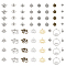 64Pcs 16 Style Tibetan Style Zinc Alloy Pendant & Pendant Rhinestone Settings, Mixed Shapes, Mixed Color, Pendant: 15~33x9~30x1.5~4mm, Hole: 1~5mm; Rhinestone Settings: 15~19.5x13~15.5x2mm, Hole: 1.2~1.5mm, 4pcs/style