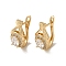 Brass Hoop Earrings, with Glass, Light Gold, 19.5x9.5mm