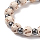 Bracelet extensible en perles de bois et d'hématite synthétique avec breloques en alliage d'ange BJEW-JB08489-6