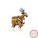 Large Hole Christmas Reindeer/Stag 925 Sterling Silver Enamel European Stopper Beads STER-BB15857-8