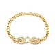 Cubic Zirconia Double Kylin Link Bracelet wth Brass Curb Chains for Men Women KK-H434-08G-1