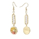 Boucles d'oreilles pendantes en perle de coquillage et citron en émail EJEW-TA00071-2