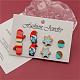4 Pairs Snowflake & Glove & Christmas Gnome Printed Wood Stud Earrings EJEW-OY001-04-5