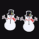 機械刺繍布地アイロンワッペン  マスクと衣装のアクセサリー  アップリケ  雪だるま  ホワイト  81x66x1.5mm X-FIND-T030-001-1