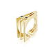 Cubic Zirconia Square Triple Layer Open Cuff Ring RJEW-N037-035-4