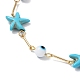 Set di 3 braccialetti con catena a maglie sintetiche per malocchio in vetro a 3 colori e stelle marine turchesi BJEW-TA00428-4