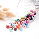 Mixed Color Round Colorful Acrylic Metal Enlaced Beads X-PB21P9556-3