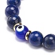Lapis-lazuli naturel (teint) et bracelet extensible perlé mauvais œil au chalumeau BJEW-JB08713-05-4
