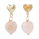 5 Pair 5 Style Natural Rose Quartz Heart Dangle Stud Earrings EJEW-JE05083-5