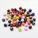 Perles en verre rondes peint à la bombe couleur mixte et style mixte DGLA-X0003-8mm-6