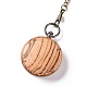 Reloj de bolsillo de madera de ébano con cadena de latón y clips WACH-D017-A12-03AB-3