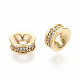 Brass Micro Pave Clear Cubic Zirconia Spacer Beads KK-S360-028-NF-3